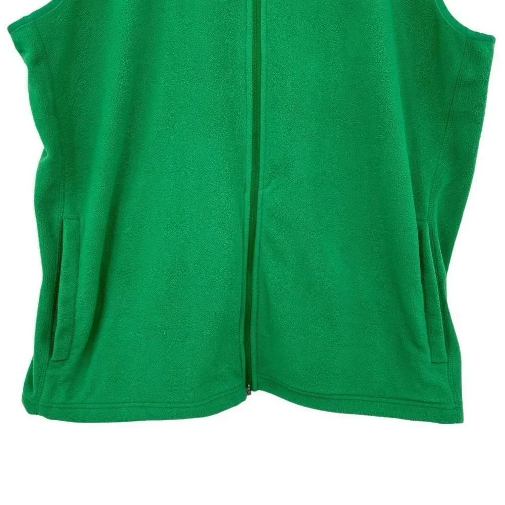 Lands End Fleece Full‎ Zip Vest Green Men’s XL